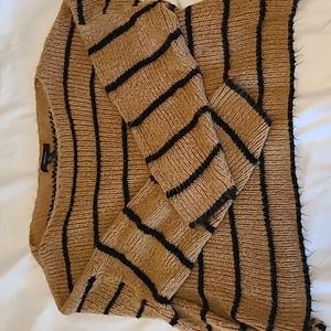 Comfy camel and black striped sweater